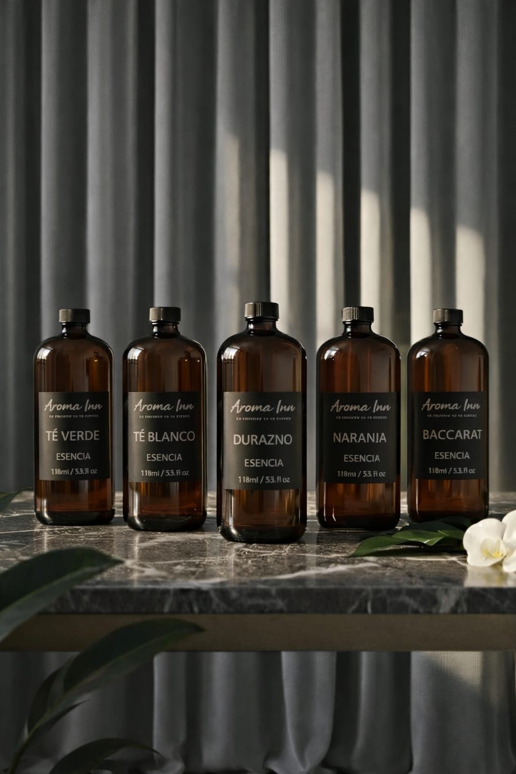 Fragancias Premium Aroma Inn - Té Verde, Té Blanco, Durazno, Naranja, Baccarat